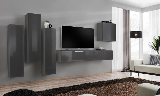 Set Modern Wall unit Living room TV lowboard Living room set 5 pieces. TV lowboard