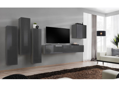 Set Modern Wall unit Living room TV lowboard Living room set 5 pieces. TV lowboard