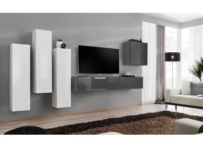 Suite Wall unit Complete Living room Gray sideboard TV lowboard wall cabinet