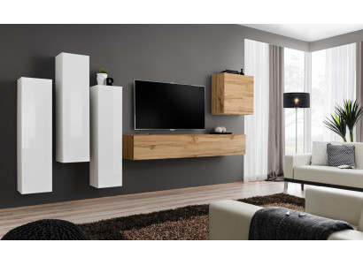 Modern TV Stand Wood Living room Furniture Brown Wall Cabinet new Wall unit