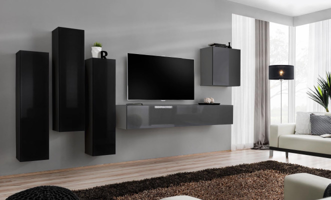 Gray TV Stand Sideboard Luxury Wall unit Living room Furnishings Modern Complete