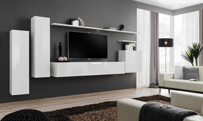 Wall unit Living room set 7-piece sideboard wall shelf white TV lowboard wall cabinet