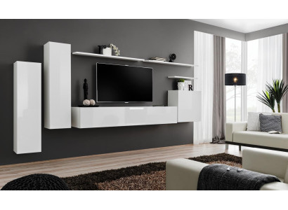 Wall unit Living room set 7-piece sideboard wall shelf white TV lowboard wall cabinet