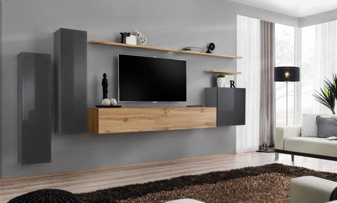Designer Wall unit Furniture Living room Luxury TV Stand Wood Wall shelf Complete new