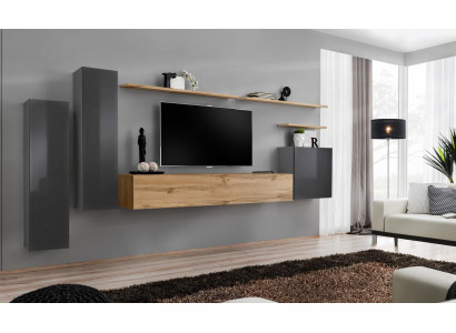 Designer Wall unit Furniture Living room Luxury TV Stand Wood Wall shelf Complete new