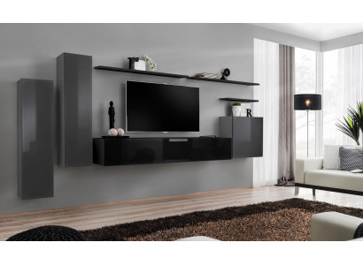 Luxury Living room Modern Designer Furniture Gray Wall unit TV Lowboard Wall shelf