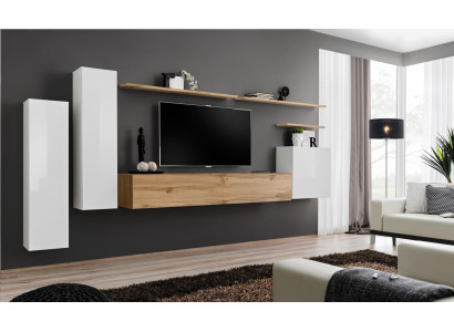 Designer Wall unit Wall shelf Set 7 pieces Luxury Modern Living room furniture