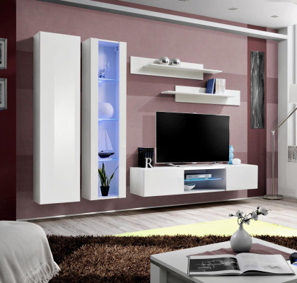 Living room White Furniture Wall unit Hanging Display case Hanging Wardrobe Complete Furnishings