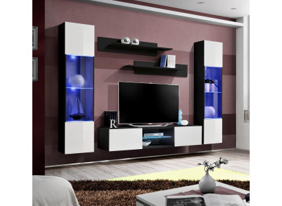 Wall unit hanging display case wall shelves complete designer luxury TV lowboard new