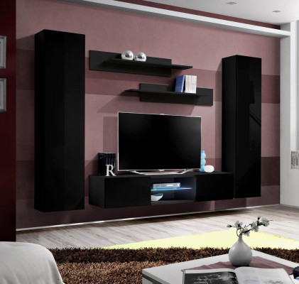 Living room Complete Wall unit Wall cabinet TV lowboard Wood Designer Wall shelf