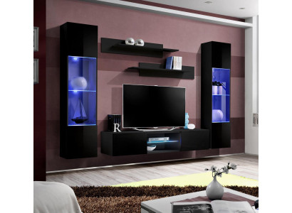 Wall unit Black Wall Shelves Complete Designer Furnishings Hanging Display case new