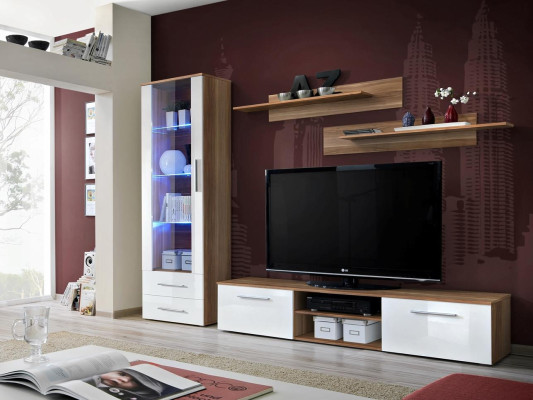 Braun Living room furniture Wall unit Furnishings Sideboard TV Lowboard Display case
