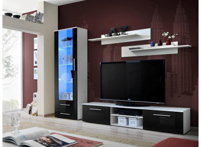 Living room furniture White Wall unit Sideboard TV lowboard Display case High gloss shelves