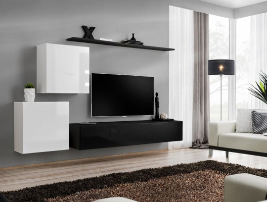 Wall unit wooden furniture complete 4 pieces luxury new 2x wall cabinet TV stand design