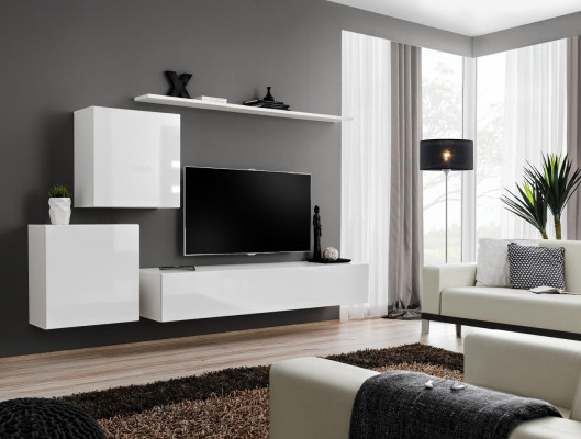 Luxury White Wall unit Design Sideboard Furnishings Wall Cabinet TV Stand Shelves