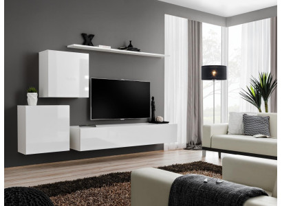 Luxury White Wall unit Design Sideboard Furnishings Wall Cabinet TV Stand Shelves