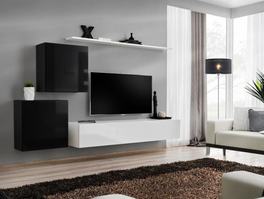 Living room Wall unit White TV Stand Design Sideboard Furnishings Wall Cabinet
