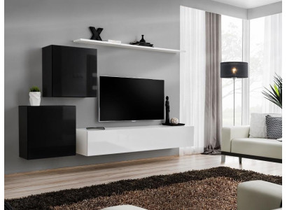 Living room Wall unit White TV Stand Design Sideboard Furnishings Wall Cabinet