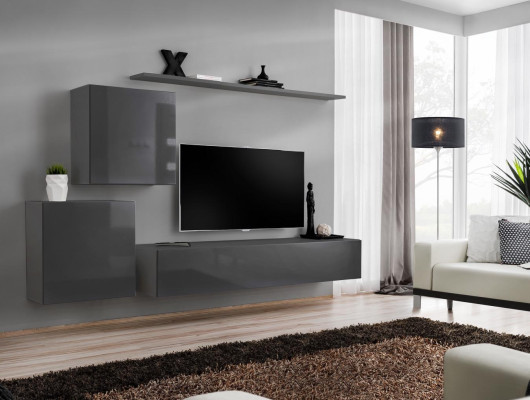 Living room Modern Style Wall Units 4-piece Set Sideboard Gray Shelf new