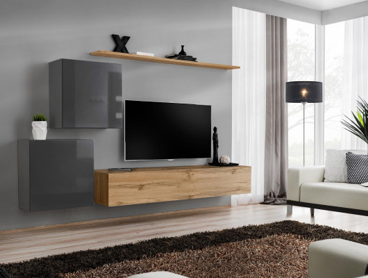 Living room Furniture Set Wall unit TV Lowboard Sideboard Shelf Wood Luxury wall cabinet