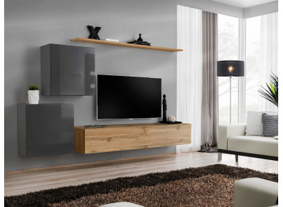 Living room Furniture Set Wall unit TV Lowboard Sideboard Shelf Wood Luxury wall cabinet