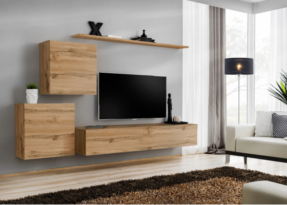 Wall unit TV lowboard living room set 4 pieces living furniture modern living room wood