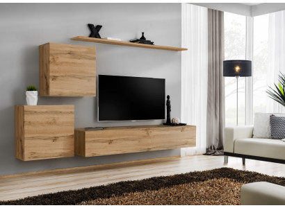 Wall unit TV lowboard living room set 4 pieces living furniture modern living room wood