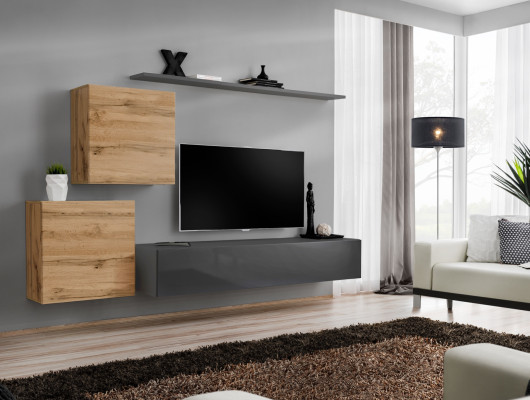 Living room furniture Designer Modern Wall unit Furnishings Wall Shelf Gray