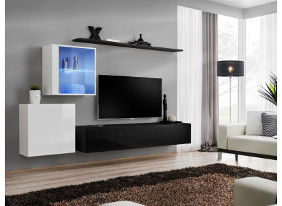 Wall unit 260cm TV-cabinet Sideboard tv stand Luxury Living room furniture Wood Black