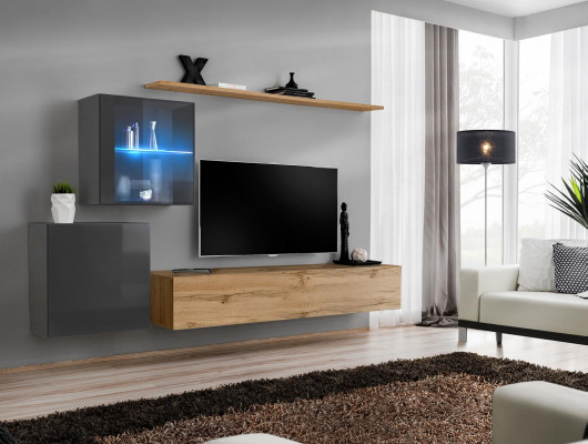 TV Stand Luxury Designer Living room Wall Shelf Wood Modern Furnishings