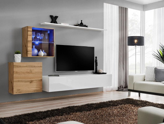 Design Luxury Wall unit Shelf Wall Wardrobe Display case Shelves Living Room Furnishings