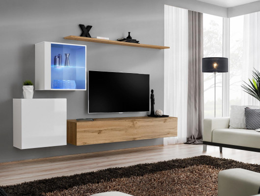 Wall unit 260 cm Luxury Wall Wardrobe Living room furniture Shelves Furnishings Modern