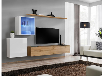 Wall unit 260 cm Luxury Wall Wardrobe Living room furniture Shelves Furnishings Modern