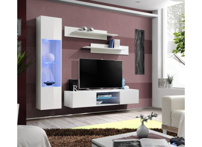 Designer Living room White Furnishings Luxury Wall unit Complete Set Hanging Display case
