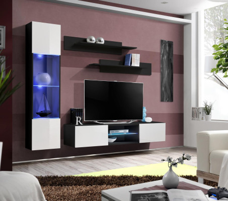 Modern design wall unit hanging display case TV lowboard wall shelves luxury living room