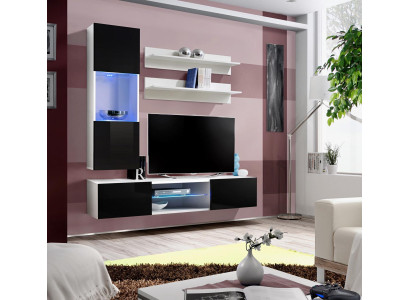 Living room Luxury Hanging Display case Furniture Wall unit TV Lowboard Wall shelf Wood Modern