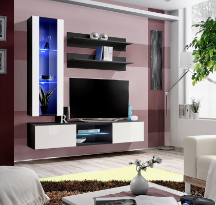 Complete e Wall unit Hanging Display case Living room furniture Designer Suite Wall Shelves