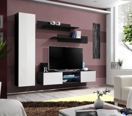 Living room Luxury Furnishings Set 4pcs Wall unit Designer Furniture Hanging Display case Wood