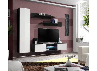 Living room Luxury Furnishings Set 4pcs Wall unit Designer Furniture Hanging Display case Wood