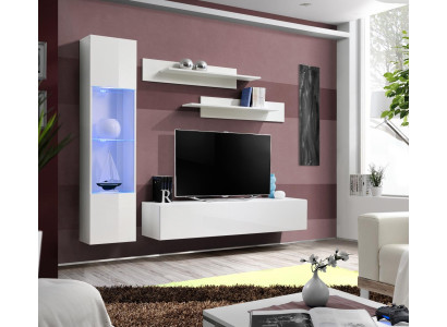 Living room furniture White Wall unit Designer Luxury TV Stand Hanging Display case Shelves
