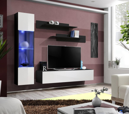 Complete set 4 pieces designer luxury living room furniture wall shelf hanging display case furniture