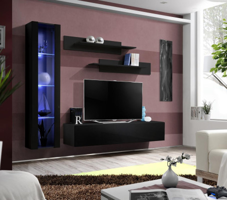 Living room furniture Black Complete Set Wall unit Designer Hanging Display case Furniture