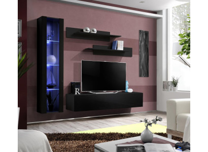 Living room furniture Black Complete Set Wall unit Designer Hanging Display case Furniture