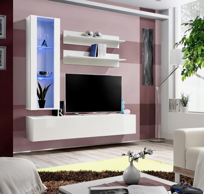 Complete TV-Lowboard Furniture Designer Furnishings Set 4-piece lowboard hanging display case