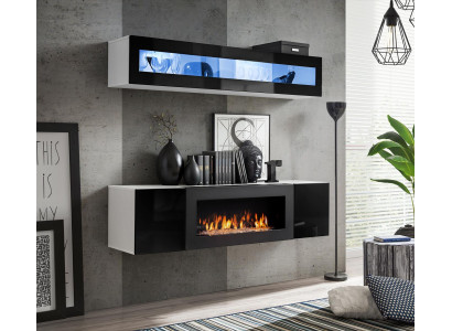 Black Hanging Wardrobe Wooden Furniture High Gloss Sideboard Designer Complete Wall unit