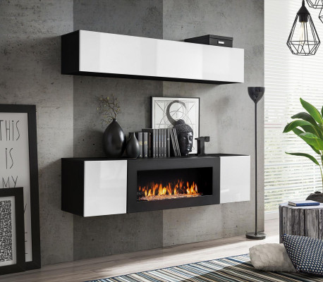 Sideboard with Fireplace Wardrobe Wall Cabinet Living room Furniture High Gloss Furnishings