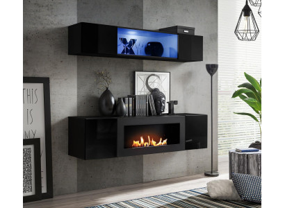 Suite 2-piece hanging sideboard with fireplace wardrobe complete living room high gloss