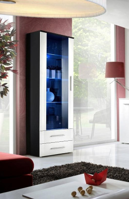 Designer Black Display case Shelf Wood Wardrobe Living room Furnishings Modern