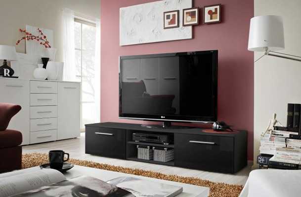 Sideboard Chests of drawers Black TV Lowboard Luxury Living room Design High Gloss Wood new