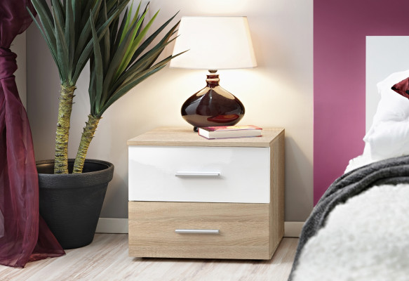 Bedside table Beige Bedroom Designer Luxury Wood Furnishings Furniture Modern